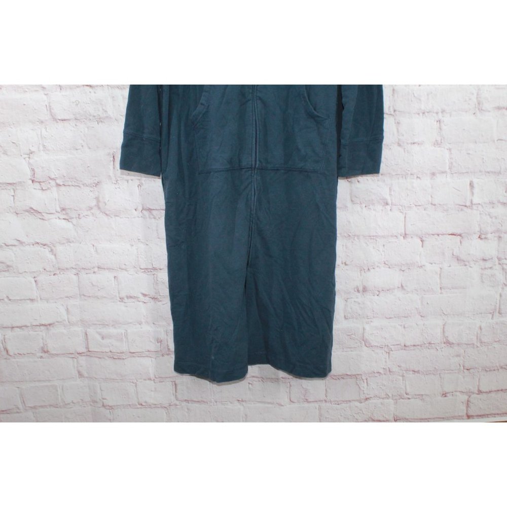 LL Bean Navy Blue Cotton Blend Robe Long Full Zip Size L Pet - Picture 3 of 12